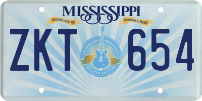 MS license plate ZKT654