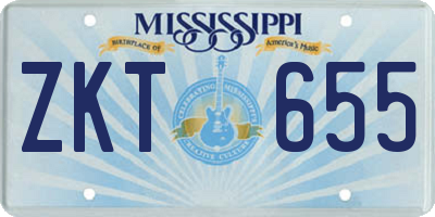 MS license plate ZKT655
