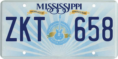 MS license plate ZKT658