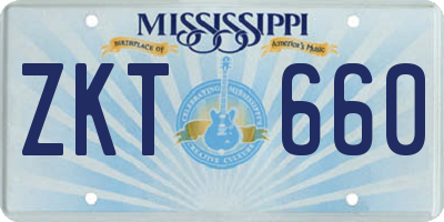 MS license plate ZKT660