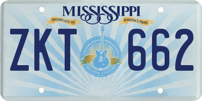 MS license plate ZKT662