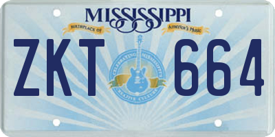 MS license plate ZKT664