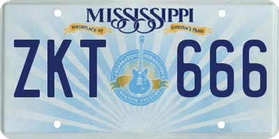 MS license plate ZKT666