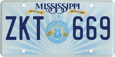 MS license plate ZKT669