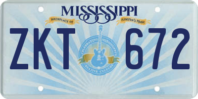 MS license plate ZKT672
