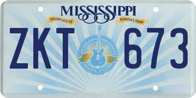 MS license plate ZKT673