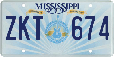MS license plate ZKT674