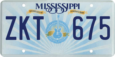 MS license plate ZKT675