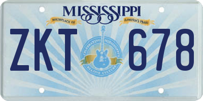 MS license plate ZKT678