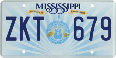 MS license plate ZKT679