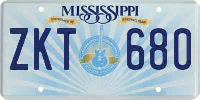 MS license plate ZKT680