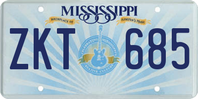 MS license plate ZKT685