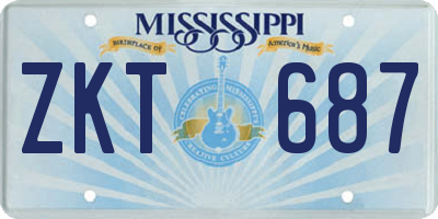 MS license plate ZKT687