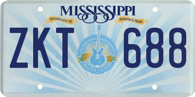 MS license plate ZKT688