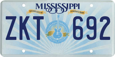 MS license plate ZKT692