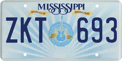 MS license plate ZKT693