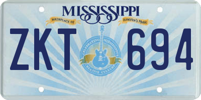 MS license plate ZKT694