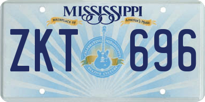 MS license plate ZKT696