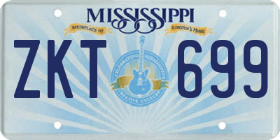 MS license plate ZKT699