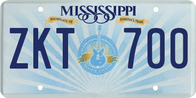 MS license plate ZKT700