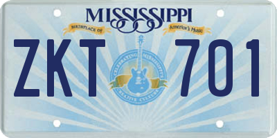 MS license plate ZKT701
