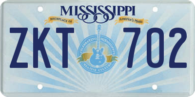 MS license plate ZKT702