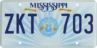 MS license plate ZKT703