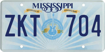 MS license plate ZKT704
