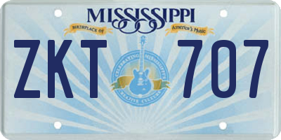 MS license plate ZKT707