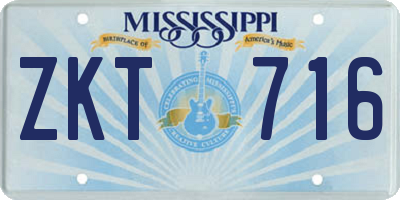 MS license plate ZKT716