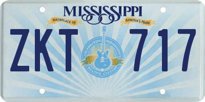 MS license plate ZKT717