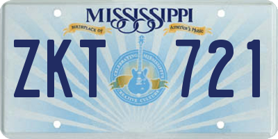 MS license plate ZKT721
