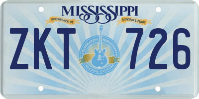 MS license plate ZKT726