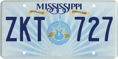 MS license plate ZKT727