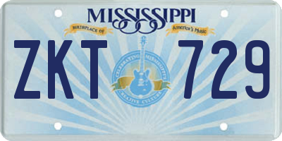 MS license plate ZKT729