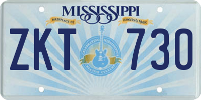 MS license plate ZKT730