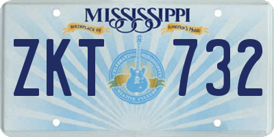 MS license plate ZKT732
