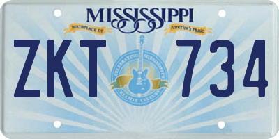 MS license plate ZKT734