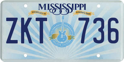 MS license plate ZKT736
