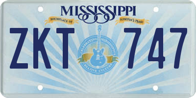 MS license plate ZKT747