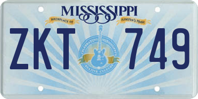 MS license plate ZKT749