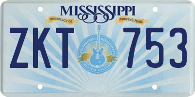 MS license plate ZKT753