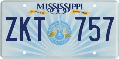 MS license plate ZKT757
