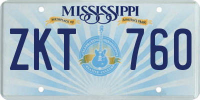 MS license plate ZKT760
