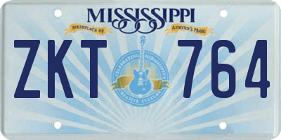 MS license plate ZKT764