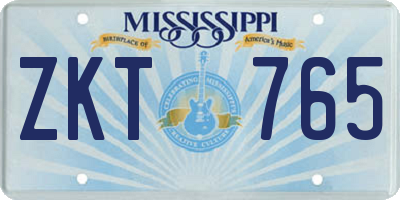 MS license plate ZKT765