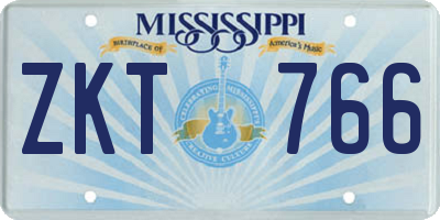 MS license plate ZKT766