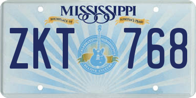 MS license plate ZKT768