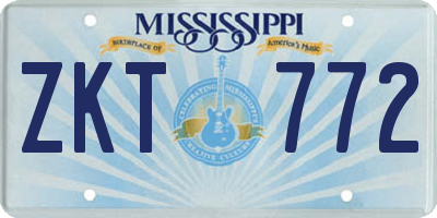 MS license plate ZKT772