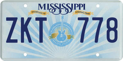 MS license plate ZKT778